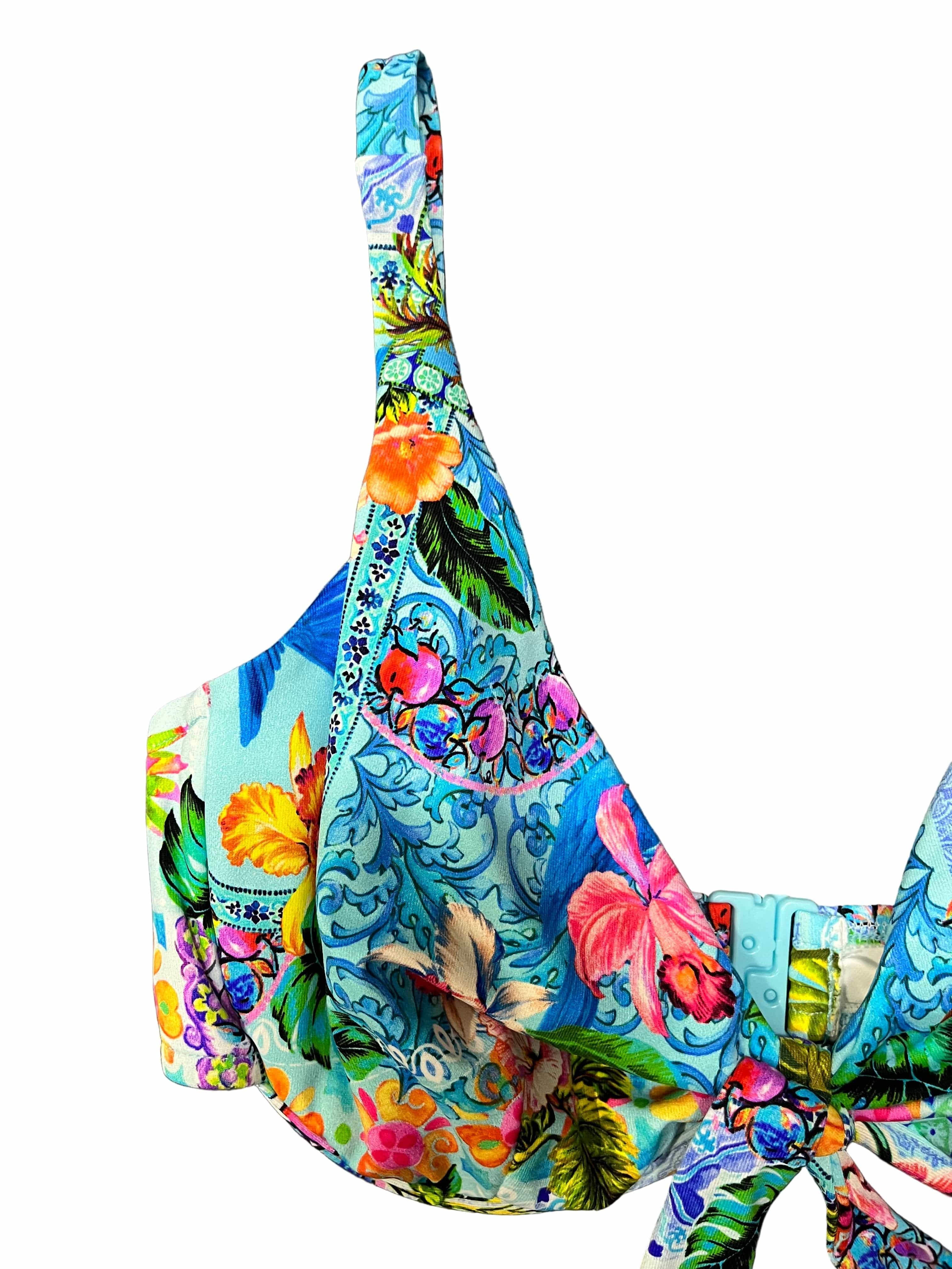 Baku Baku Sardinia F Cup Triangle Bikini Bra Top - Ocean Baku Sardinia F Cup Triangle Bikini Bra Top - Ocean Splash Swimwear