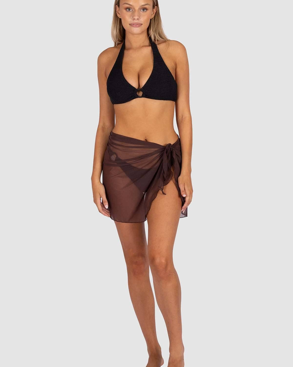 Baku Baku Short Mesh Pareo C636PRP Baku Short Mesh Pareo Splash Swimwear Sarongs Chocolate / S/M 9361355162388