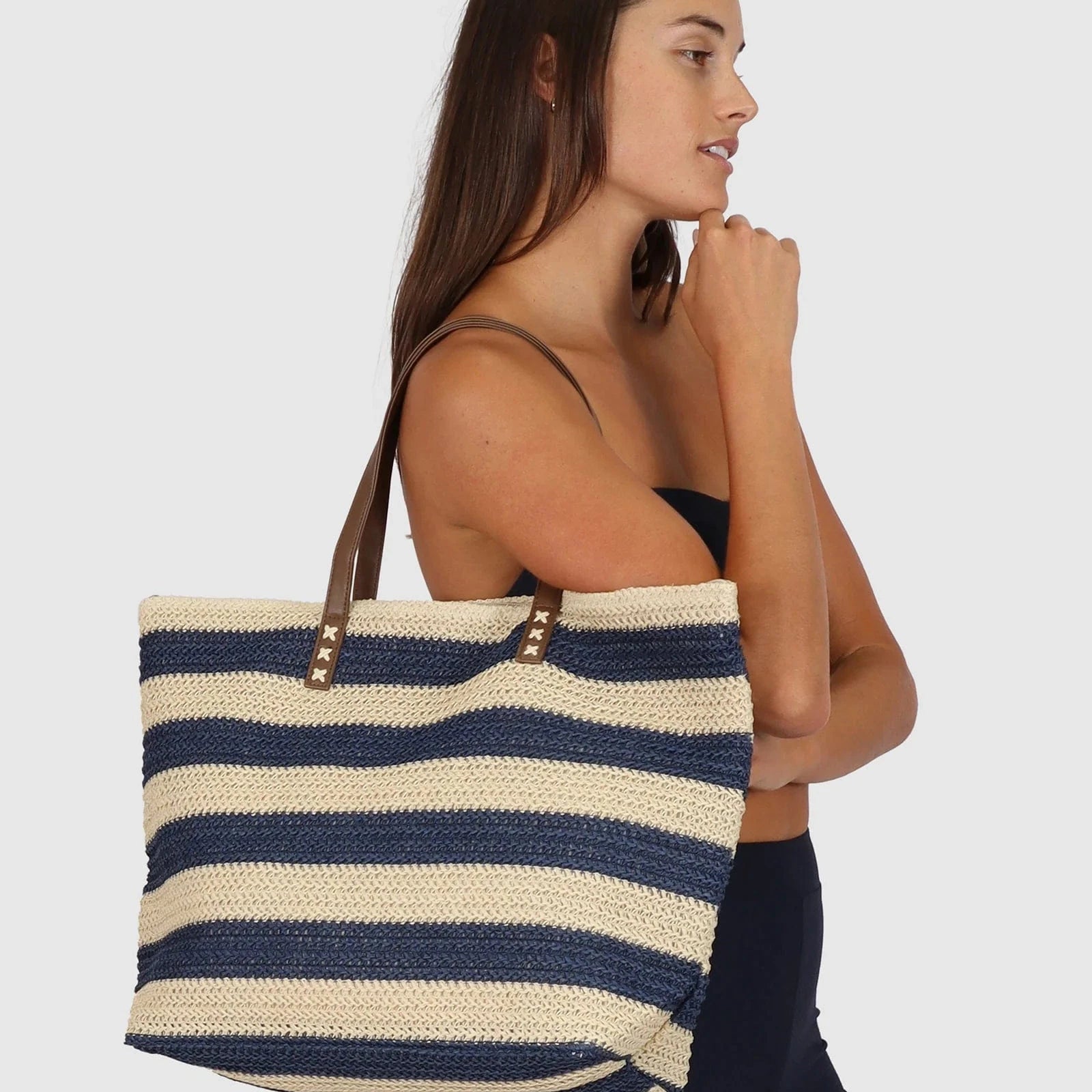 Baku Baku Striped Bag A146AAS Baku Striped Bag Splash Swimwear Navy 9361355015400