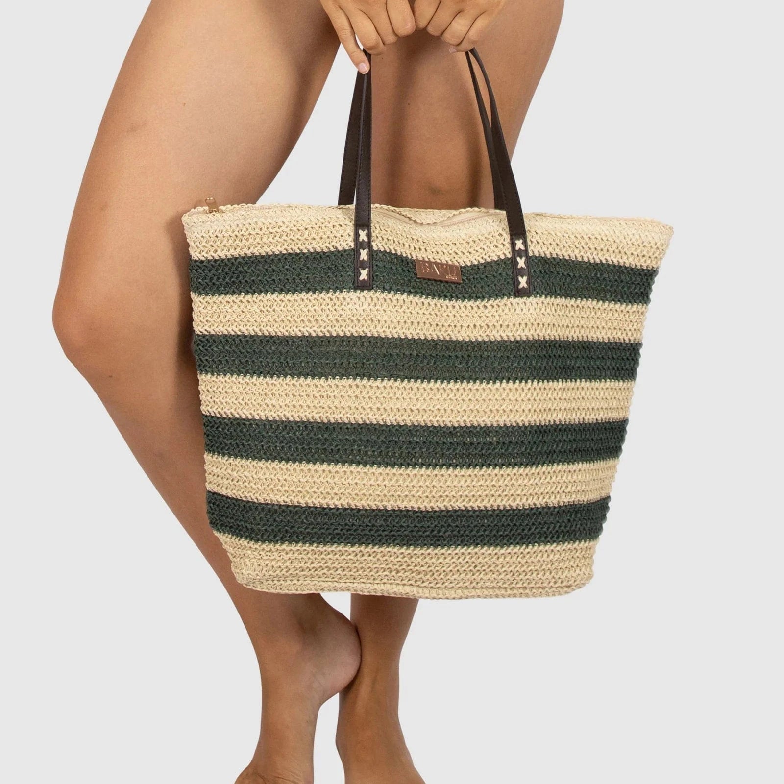 Baku Baku Striped Bag A146AAS Baku Striped Bag Splash Swimwear Olive 9361355015417