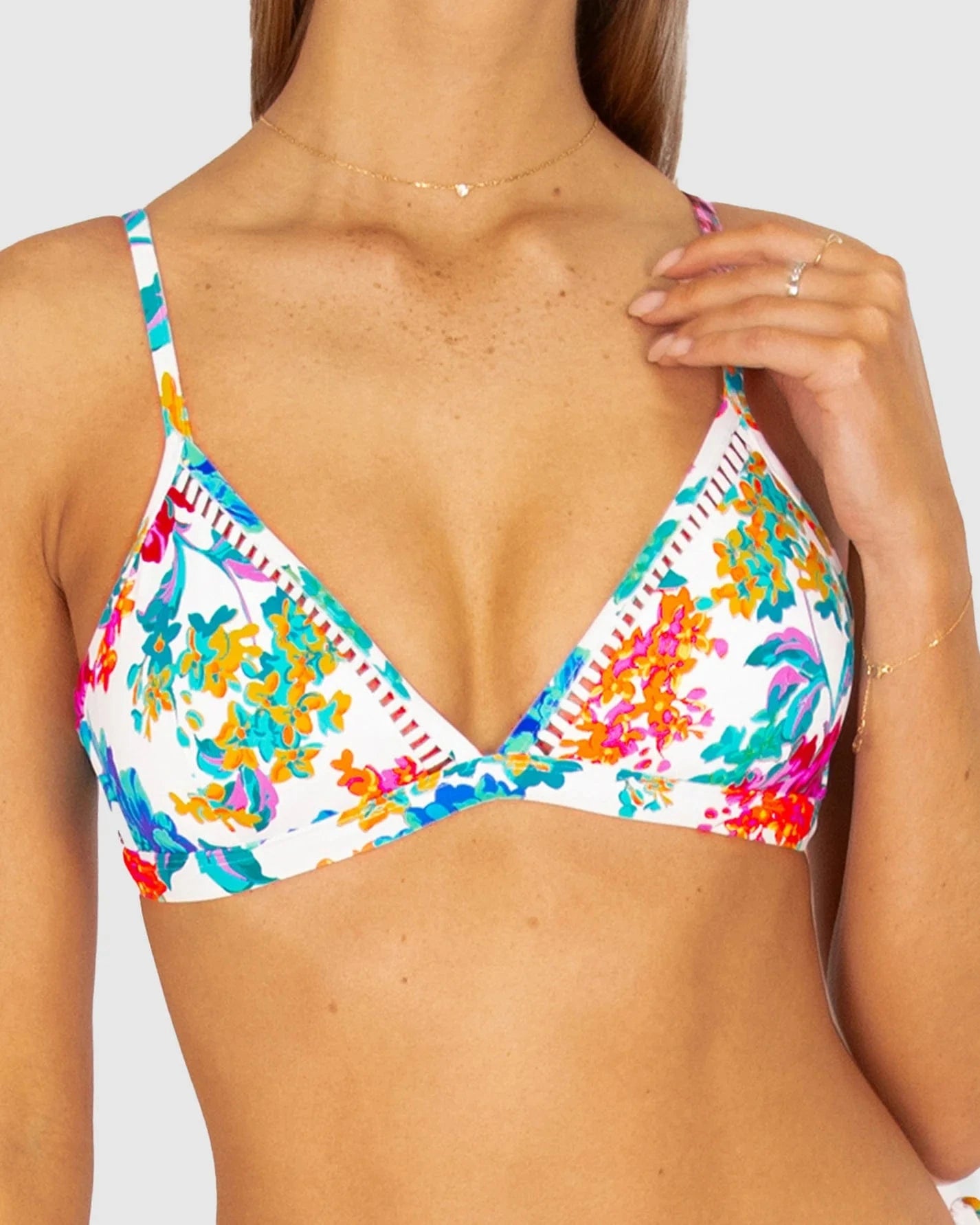 Baku Le Jardin Ladder Lace Triangle Bikini Bra Top - White Baku Le Le Jardin Ladder Lace Triangle Bikini Bra Top - White Splash Swimwear