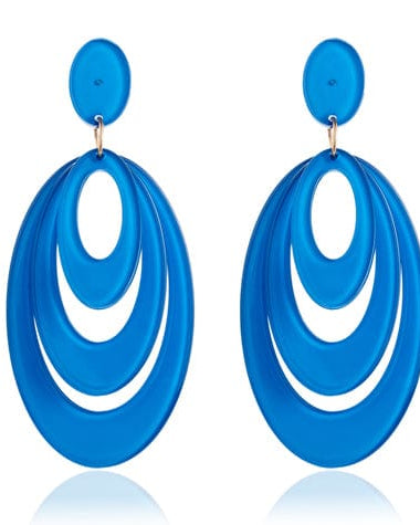 Blue Scarab Sia Large Oval Resin Earrings E440383 Blue Scarab Sia Chain Necklace - Blue/Green Splash Swimwear Accessories Blue 1000020462