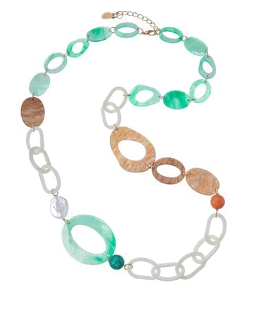 Blue Scarab Sia Resin Necklace N442373 Blue Scarab Sia Chain Necklace - Blue/Green Splash Swimwear Accessories Green/ Pearl 1000020460