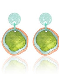 Blue Scarab Sia Round Resin Earrings E440448 Blue Scarab Sia Chain Necklace - Blue/Green Splash Swimwear Accessories Blue / Pink / Green 1000020527