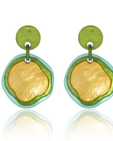 Blue Scarab Sia Round Resin Earrings E440446 Blue Scarab Sia Chain Necklace - Blue/Green Splash Swimwear Accessories Green / Blue / Yellow 1000020531