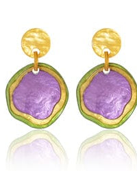 Blue Scarab Sia Round Resin Earrings E440449 Blue Scarab Sia Chain Necklace - Blue/Green Splash Swimwear Accessories Yellow / Green / Purple 1000020528