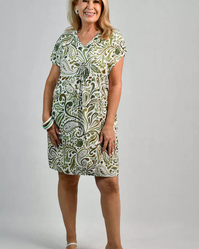 Bodacious Bodacious Lovina Dress - Paisley Green Bodacious Lovina Dress - Paisley Green Splash Swimwear Dresses