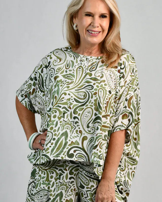 Bodacious Bodacious Sydney Top - Paisley Green VBLT011 Bodacious Sydney Top - Paisley Green Splash Swimwear Clothing Top One size