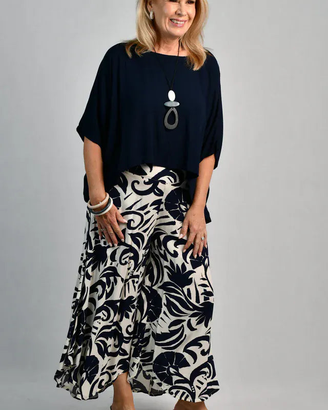 Bodacious Bodacious Sydney Wide Leg Pant - Nautilus Navy Bodacious Sydney Wide Leg Pant - Nautilus Navy Splash Swimwear Pants