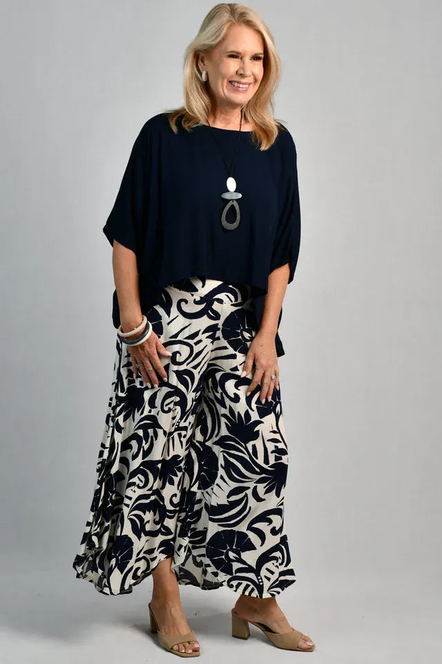 Bodacious Bodacious Sydney Wide Leg Pant - Nautilus Navy Bodacious Sydney Wide Leg Pant - Nautilus Navy Splash Swimwear Pants