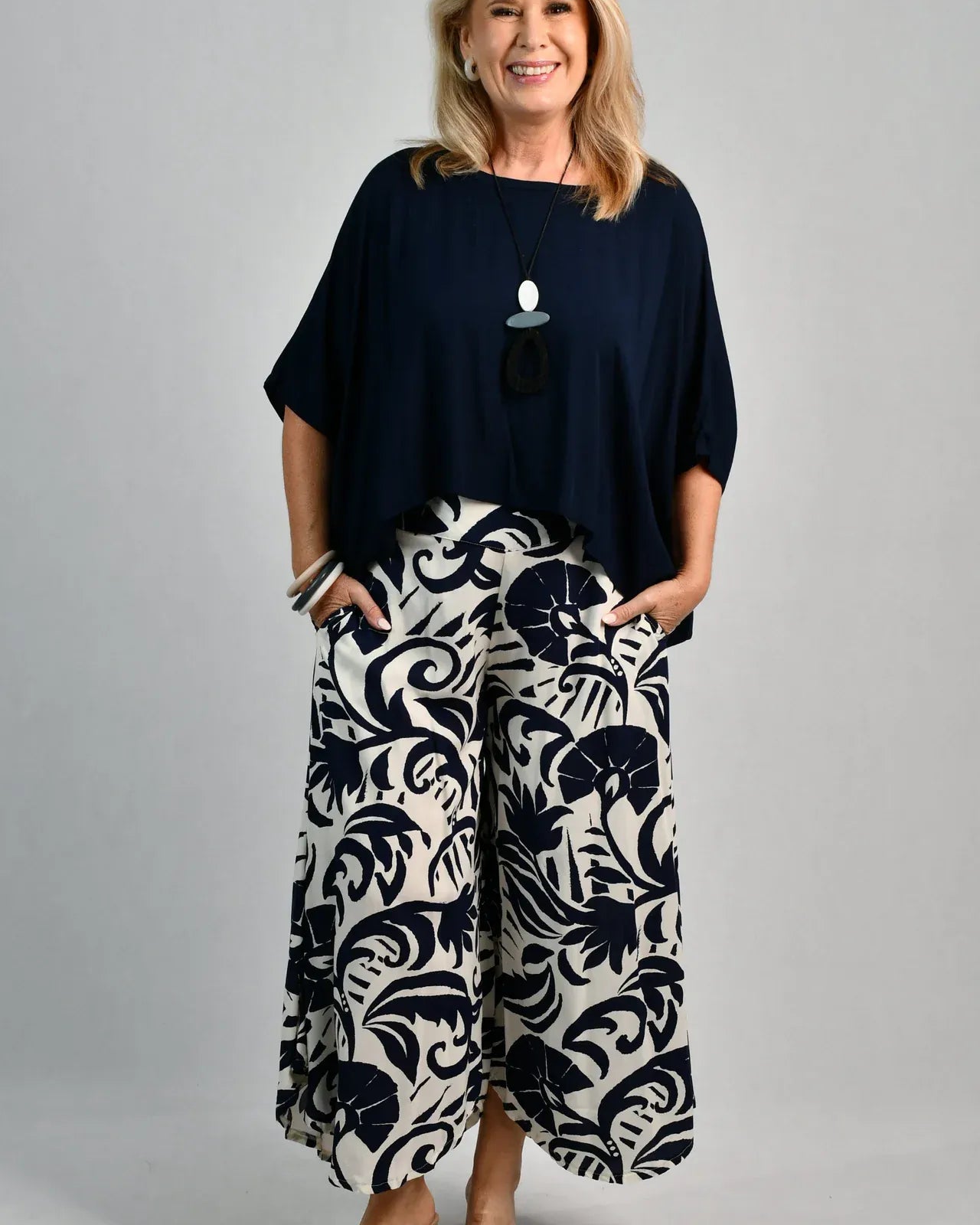 Bodacious Bodacious Sydney Wide Leg Pant - Nautilus Navy Bodacious Sydney Wide Leg Pant - Nautilus Navy Splash Swimwear Pants