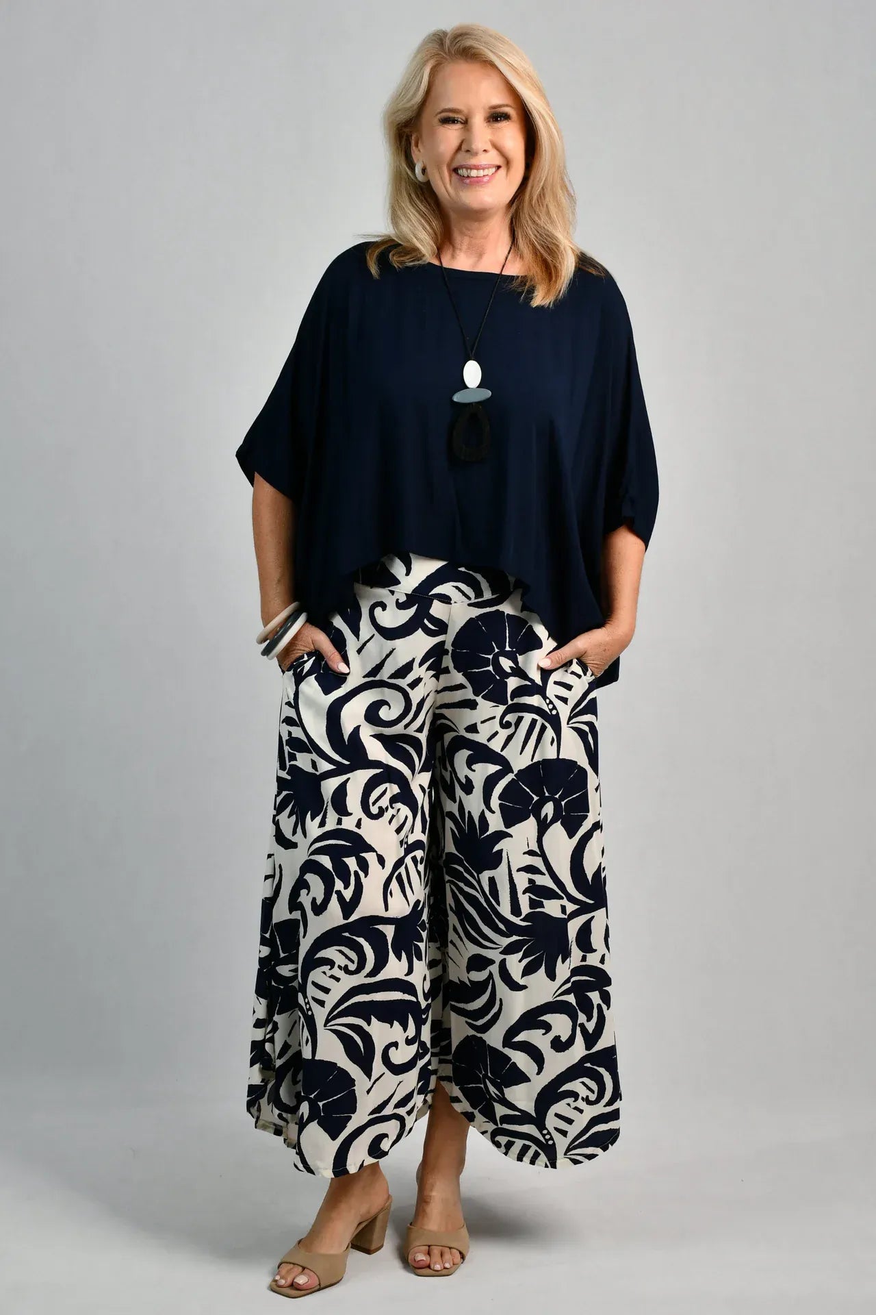 Bodacious Bodacious Sydney Wide Leg Pant - Nautilus Navy Bodacious Sydney Wide Leg Pant - Nautilus Navy Splash Swimwear Pants