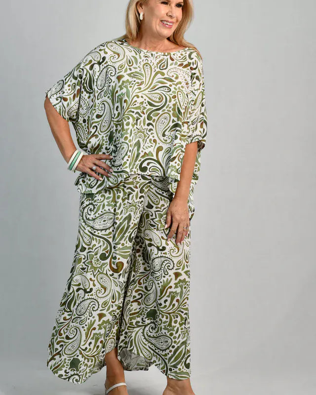 Bodacious Bodacious Sydney Wide Leg Pant - Paisley Green Bodacious Sydney Wide Leg Pant - Paisley Green Splash Swimwear Pants