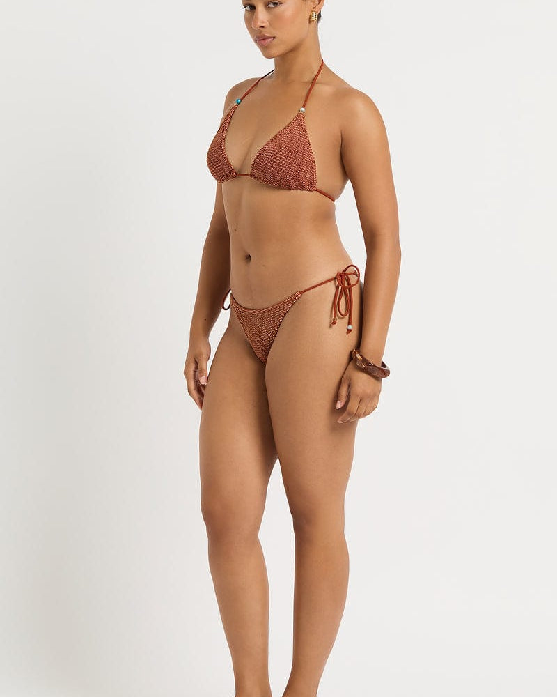 Bond Eye Bond Eye Beaded Ingrid Tri - Ginger Waffle Lurex BOUND875W Bond Eye Beaded Ingrid Tri - Ginger Waffle Lurex Splash Swimwear Bikini Bottoms Ginger / O/S 9347760768667