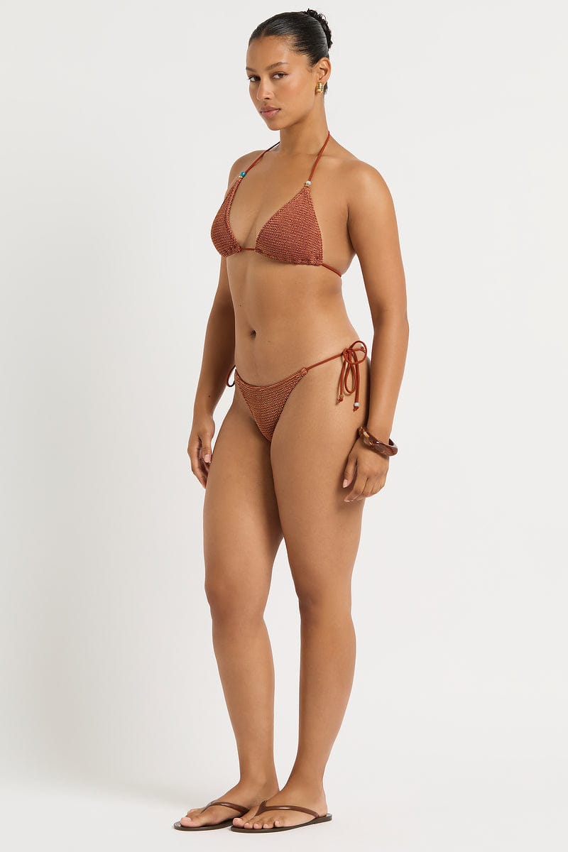 Bond Eye Bond Eye Beaded Ingrid Tri - Ginger Waffle Lurex BOUND875W Bond Eye Beaded Ingrid Tri - Ginger Waffle Lurex Splash Swimwear Bikini Bottoms Ginger / O/S 9347760768667