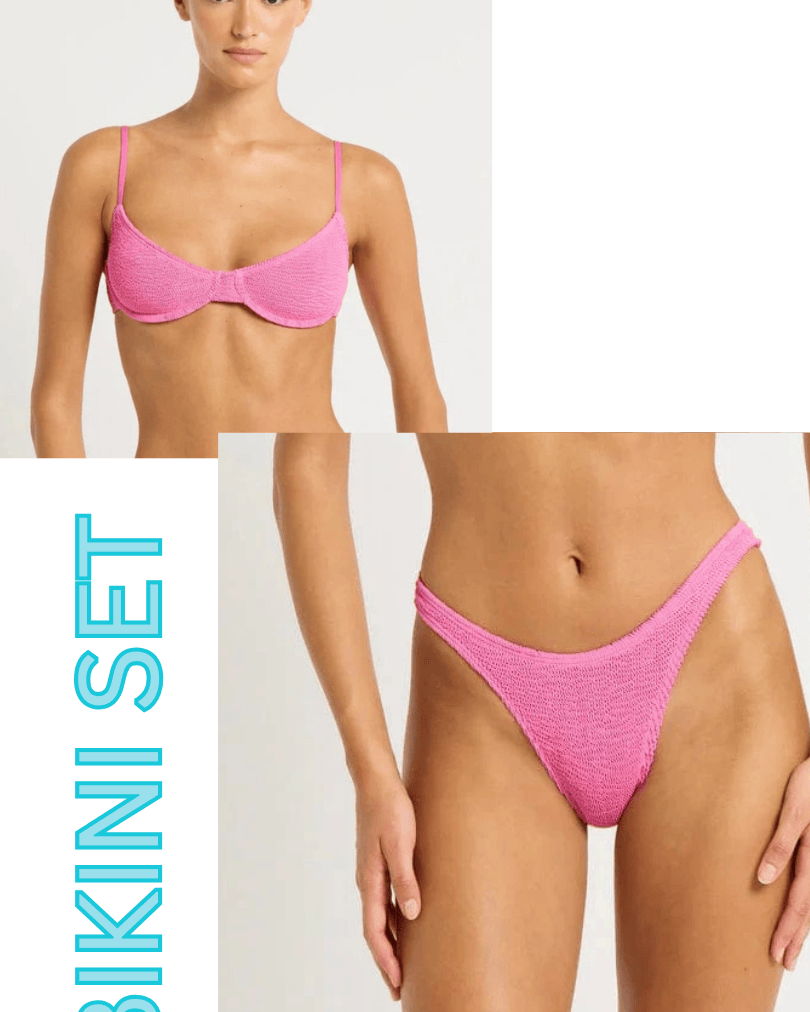 Bond Eye Bond Eye Gracie Balconette & Scene Brief Bikini Set - Candy Pink Recycled Bond Eye Gracie Balconette & Scene Brief Bikini Set - Candy Pink Recycled Splash Swimwear Bikini Set O/S 1000029120