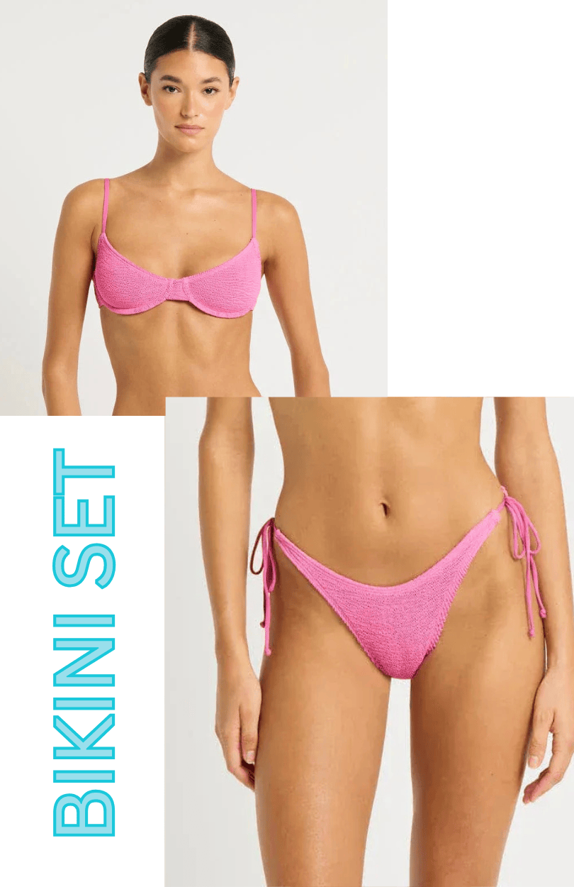 Bond Eye Bond Eye Gracie Balconette & Serenity Brief Bikini Set - Candy Pink Recycled BOUND465R Bond Eye Gracie Balconette & Serenity Brief Bikini Set - Candy Pink Recycled Splash Swimwear Bikini Set O/S 1000028911