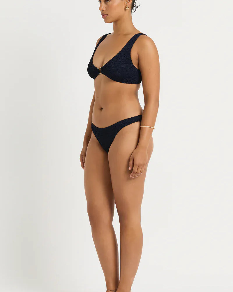 Bond Eye Bond Eye Maven Crop - Onyx Leopard Jacquard BOUND836L-O Maven Crop - Onyx | Bond Eye Splash Swimwear Bikini Tops Onyx / O/S 9347760769008