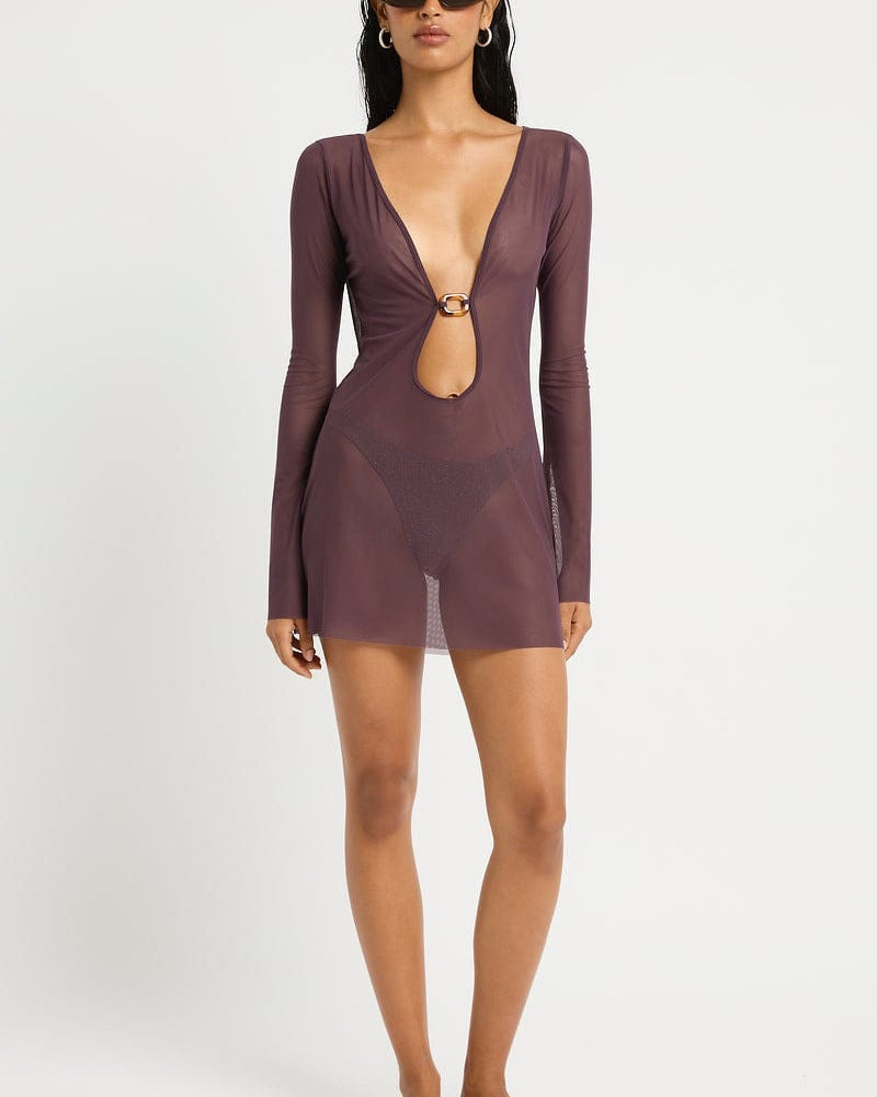Bond Eye Bond Eye Ring Priya Mini Dress - Fig Bond Eye Ring Priya Mini Dress - Fig Splash Swimwear Dresses