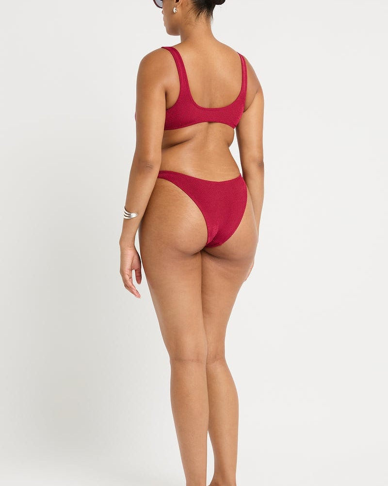 Bond Eye Bond Eye Shimmer Cord Ring Malibu Crop - Wine BE3945MC Bond Eye Shimmer Cord Ring Malibu Crop - Wine Splash Swimwear Bikini Tops O/S 9362733003286