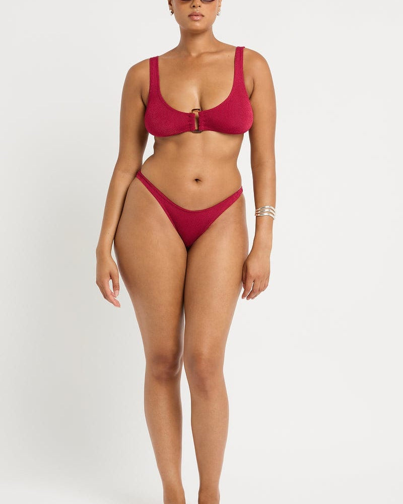 Bond Eye Bond Eye Shimmer Cord Ring Malibu Crop - Wine BE3945MC Bond Eye Shimmer Cord Ring Malibu Crop - Wine Splash Swimwear Bikini Tops O/S 9362733003286