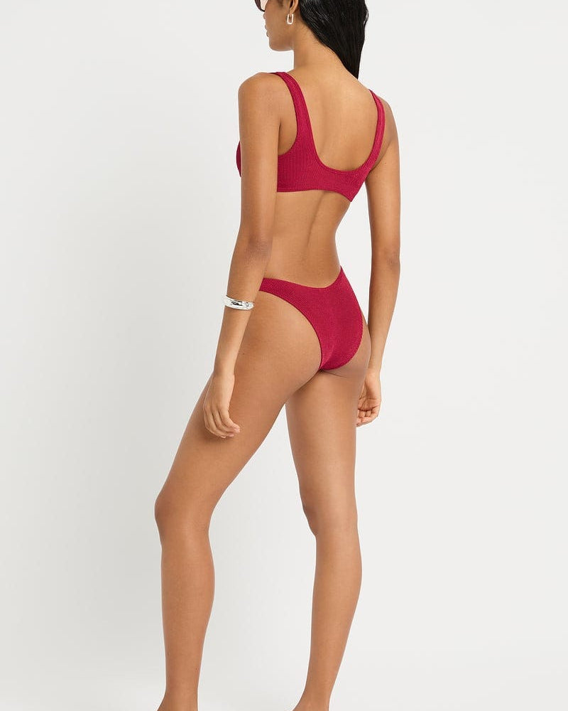 Bond Eye Bond Eye Shimmer Cord Ring Malibu Crop - Wine BE3945MC Bond Eye Shimmer Cord Ring Malibu Crop - Wine Splash Swimwear Bikini Tops O/S 9362733003286