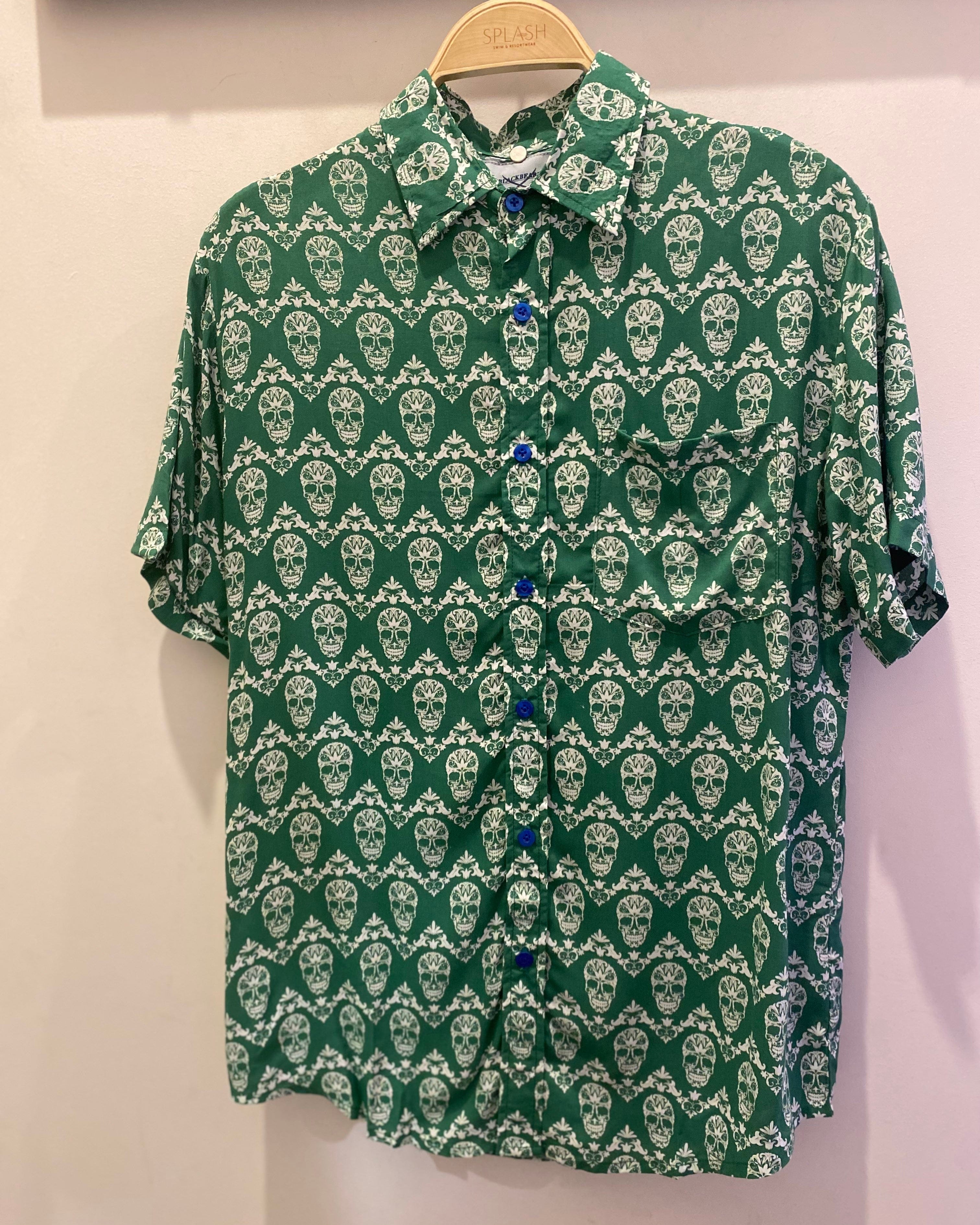 Bouton Bleu Men's Slim Fit Shirt - Reis Green Splash Swimwear Mens