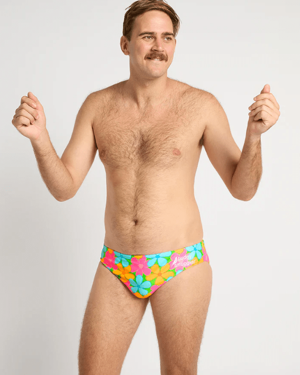 Budgy Smuggler Mens Brief Fluro Flowers* Budgy Smuggler Palm Trees
