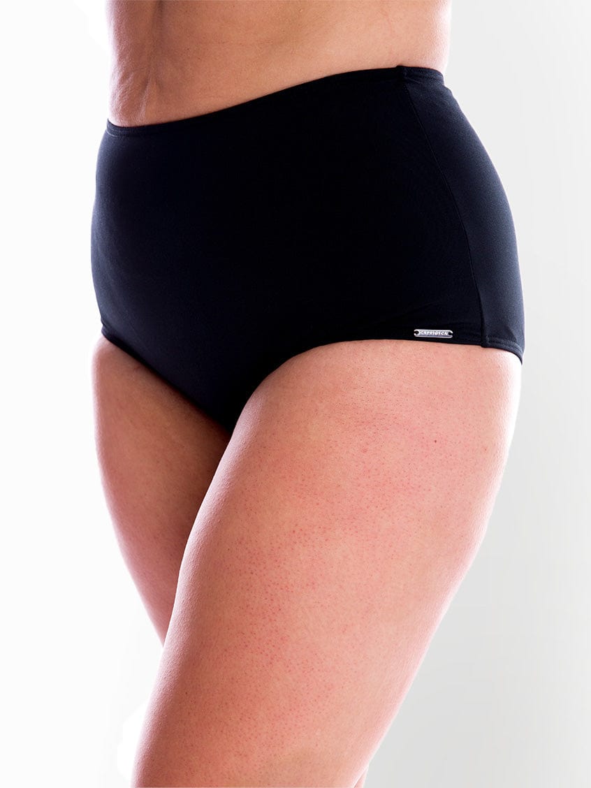 Capriosca Capriosca Chlorine Resistant Plain Black High Waisted Bikini Bottoms Capriosca Chlorine Resistant Plain Black High Waisted Bikini Bottoms Splash Swimwear Skirts