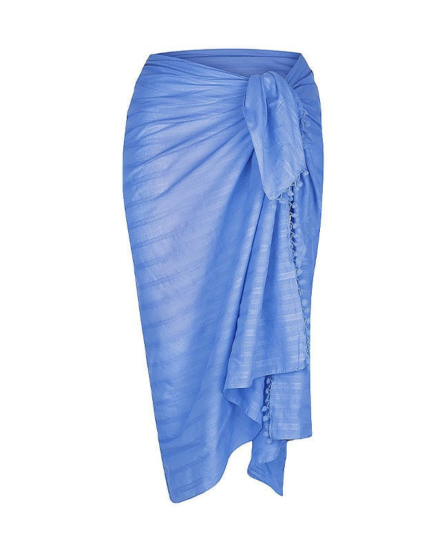 Capriosca Capriosca Cotton Pom Pom Sarong Capriosca Cotton Pom Pom Sarong Splash Swimwear Sarongs Cobalt / O/S 9351571018118