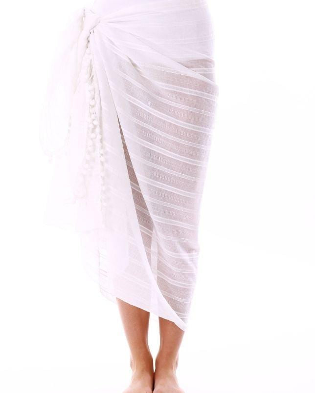 Capriosca Cotton Pom Pom Sarong Splash Swimwear Sarongs