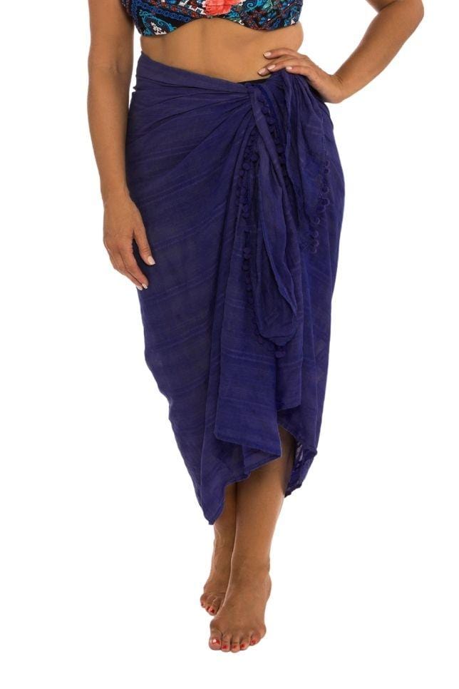 Capriosca Cotton Pom Pom Sarong Splash Swimwear Sarongs