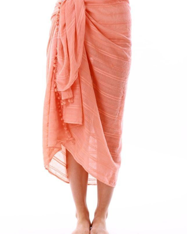 Capriosca Cotton Pom Pom Sarong Splash Swimwear Sarongs