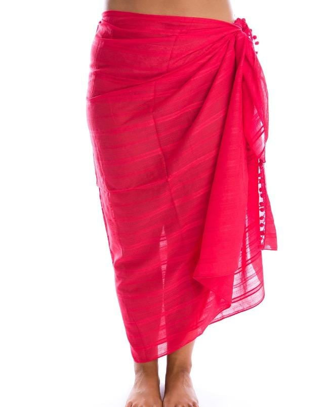 Capriosca Cotton Pom Pom Sarong Splash Swimwear Sarongs