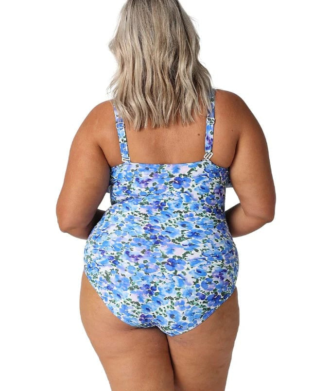 Capriosca Pansy Long Frill V Neck One Piece Capriosca Pansy Long Frill V Neck One Piece Splash Swimwear One Pieces