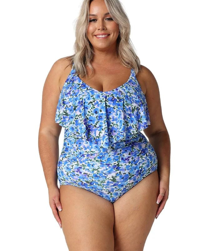 Capriosca Pansy Long Frill V Neck One Piece Capriosca Pansy Long Frill V Neck One Piece Splash Swimwear One Pieces