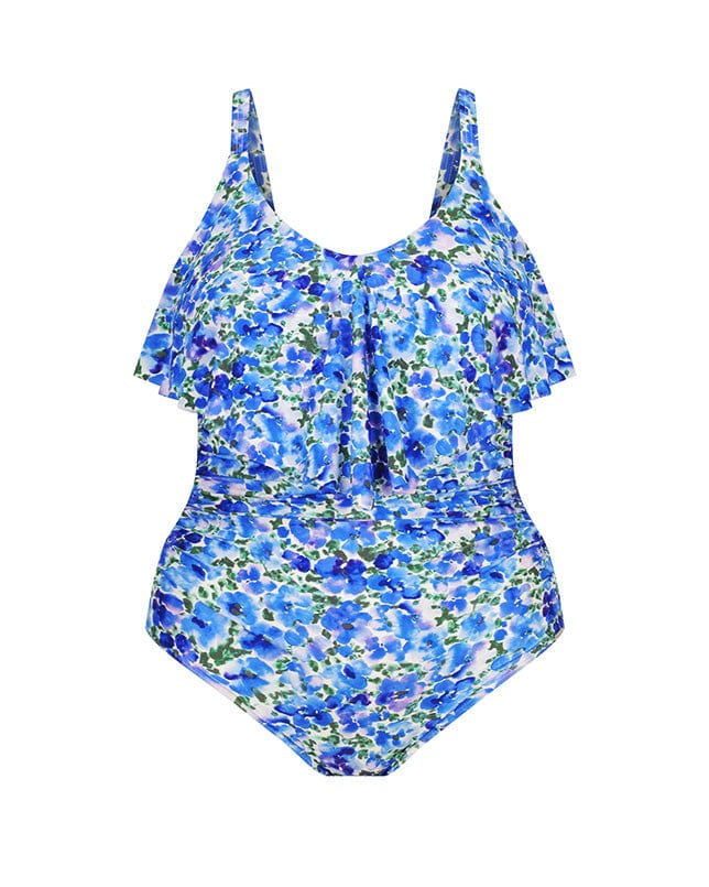 Capriosca Pansy Long Frill V Neck One Piece Capriosca Pansy Long Frill V Neck One Piece Splash Swimwear One Pieces