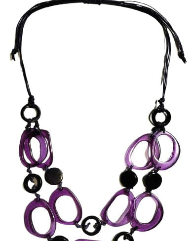 Cinnamon Creations Purple Black Multi resin 2 row Necklace NK-34875-F Splash Swimwear 1000021565