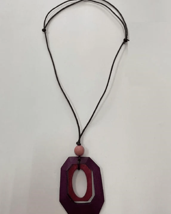 Cinnamon Creations Wooden Hexagonal Pendant - Purple N7-920GJU Splash Swimwear Accessories 1000020550