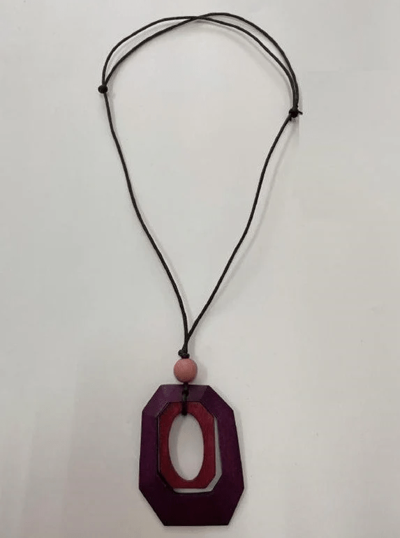 Cinnamon Creations Wooden Hexagonal Pendant - Purple N7-920GJU Splash Swimwear Accessories 1000020550
