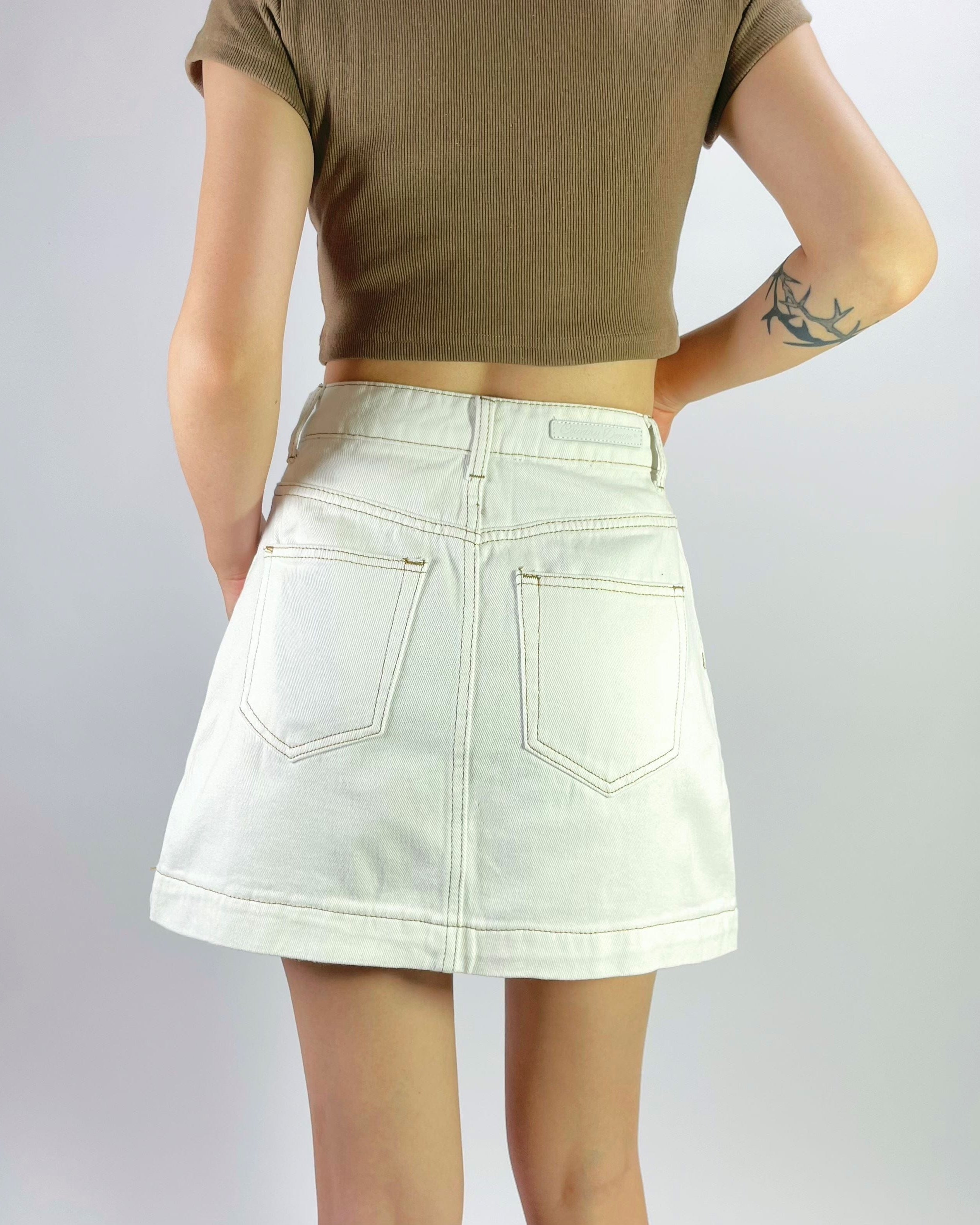 Country Denim Denim A Line Mini Skirt - White Denim A Line Mini Skirt - White Splash Swimwear