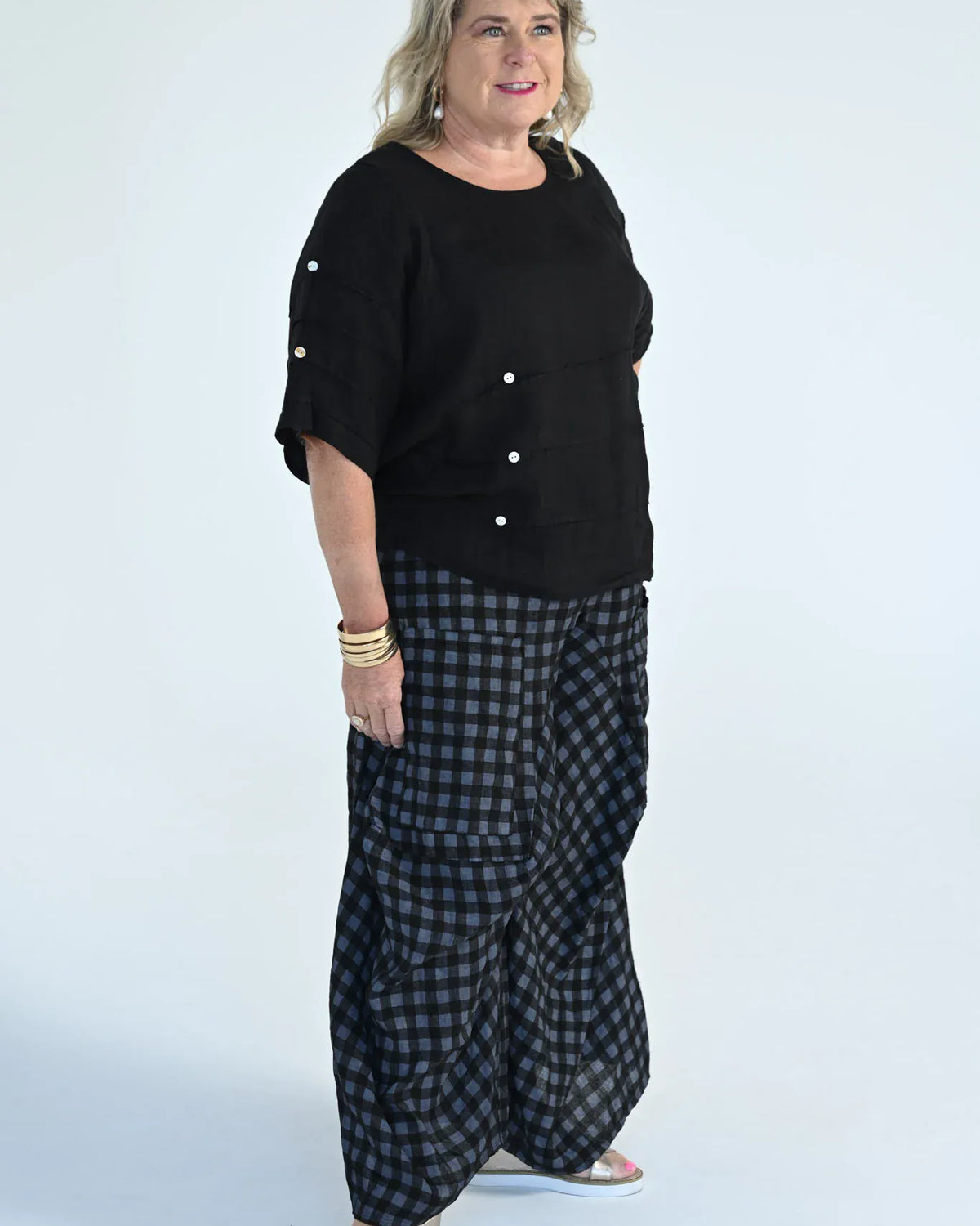 Donna Donna Donna Donna Alicia Pant - Black Check Alicia Pant 2440 Black Check | Donna Donna Splash Swimwear Pants