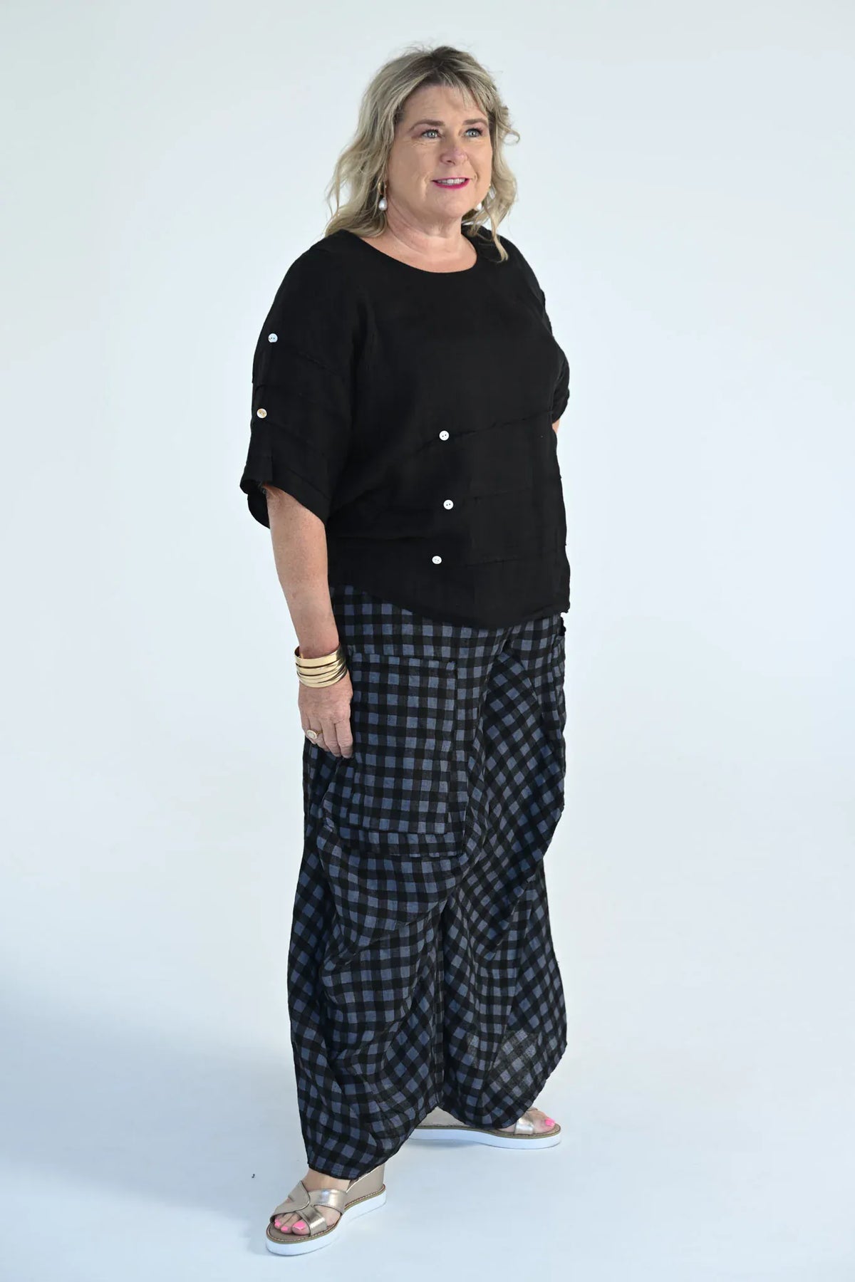 Donna Donna Donna Donna Alicia Pant - Black Check Alicia Pant 2440 Black Check | Donna Donna Splash Swimwear Pants