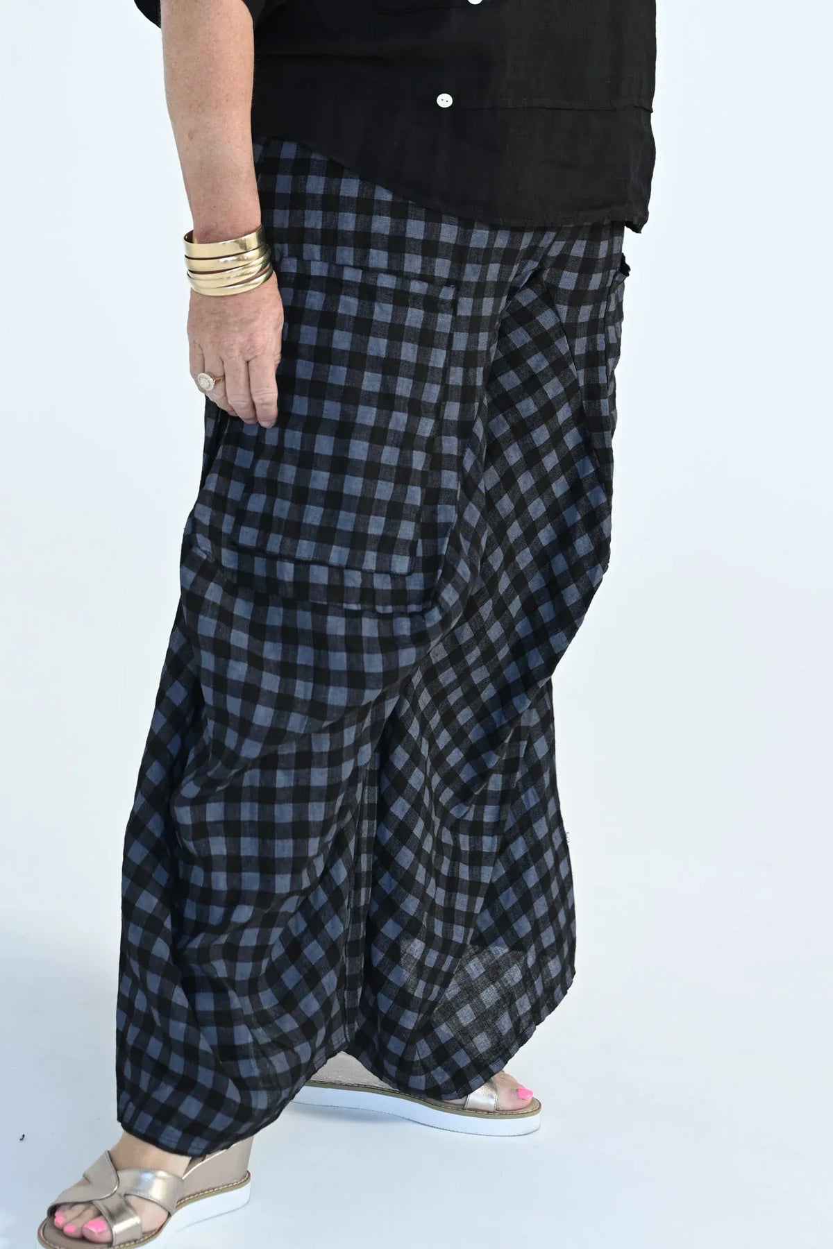 Donna Donna Donna Donna Alicia Pant - Black Check Alicia Pant 2440 Black Check | Donna Donna Splash Swimwear Pants
