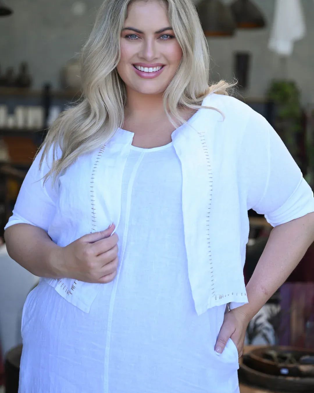 Donna Donna Donna Donna Buon Jacket - White Donna Donna Buon Jacket - White Splash Swimwear Jackets & Jumpers