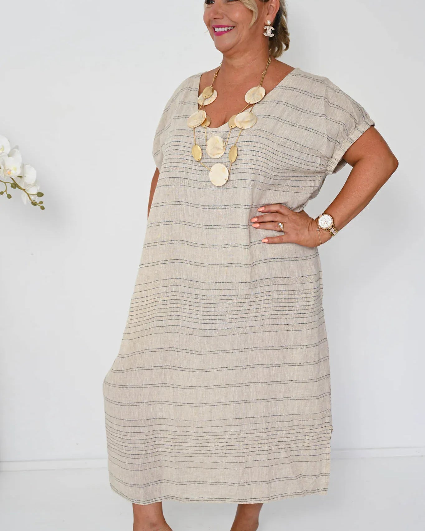 Donna Donna Donna Donna Enzo Long Dress - Beige 2257 Donna Donna Enzo Long Dress - Beige Splash Swimwear Dresses One size
