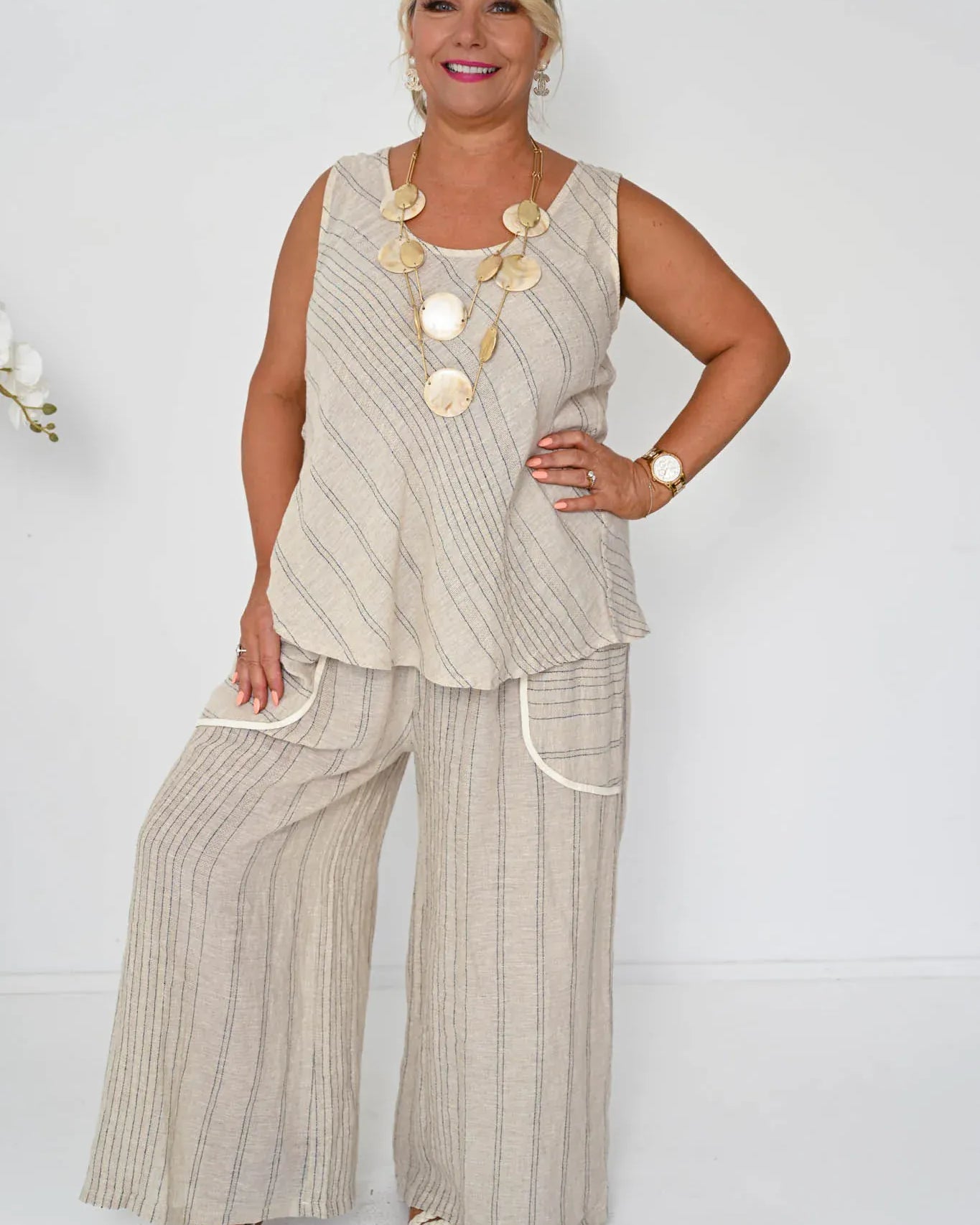 Donna Donna Donna Donna Enzo Pant - Beige ENZOPB Enzo Pant 140421 | Donna Donna Splash Swimwear Pant Beige / OS