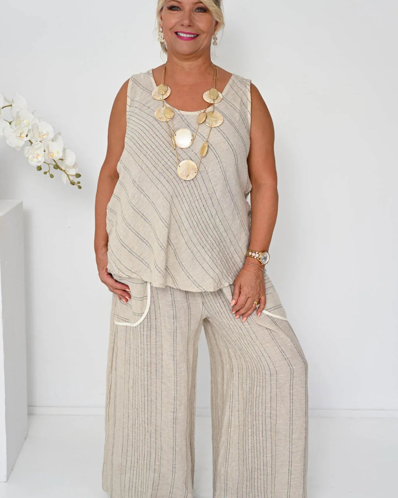 Donna Donna Donna Donna Enzo Pant - Beige ENZOPB Enzo Pant 140421 | Donna Donna Splash Swimwear Pant Beige / OS