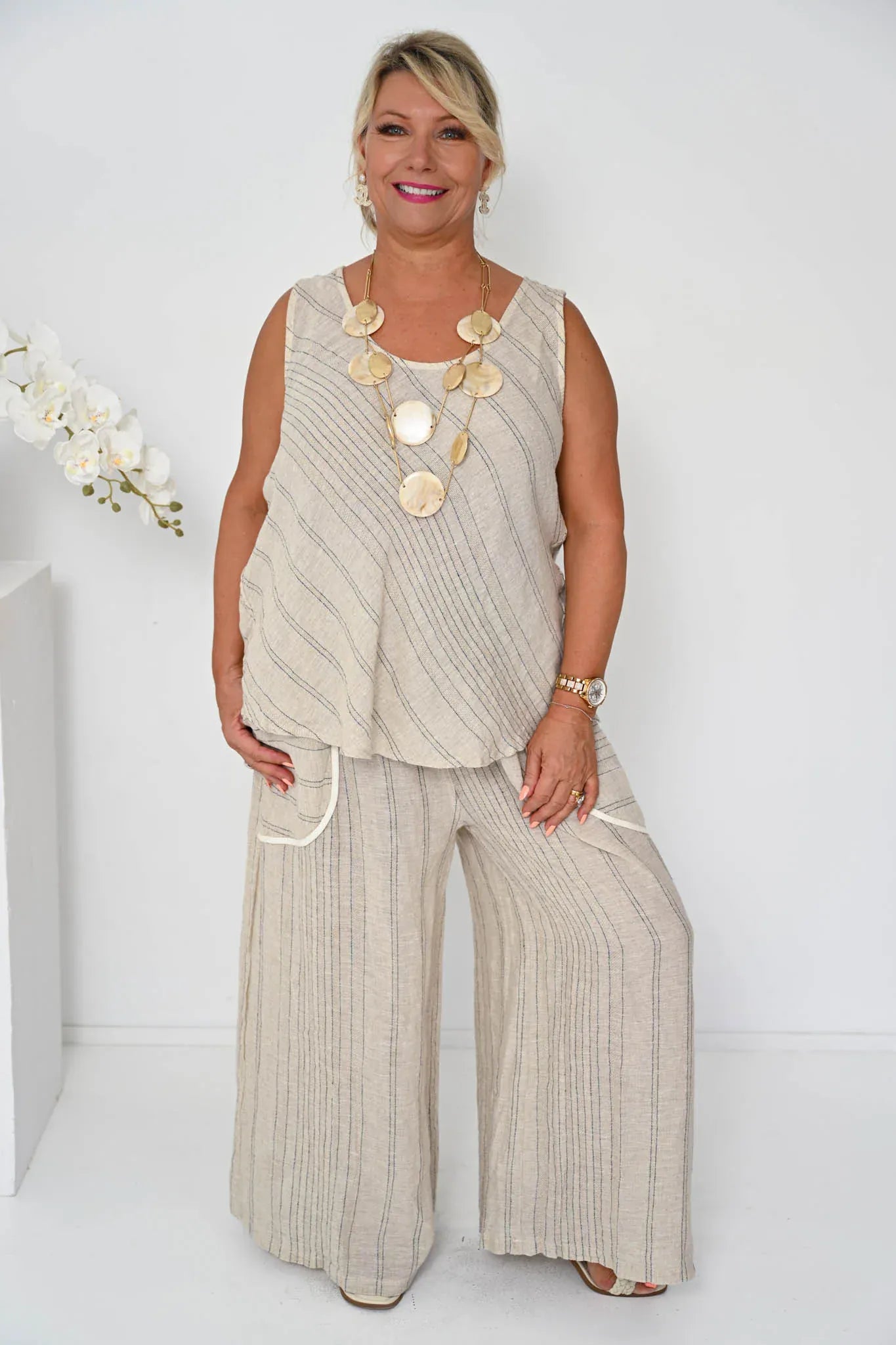 Donna Donna Donna Donna Enzo Pant - Beige ENZOPB Enzo Pant 140421 | Donna Donna Splash Swimwear Pant Beige / OS