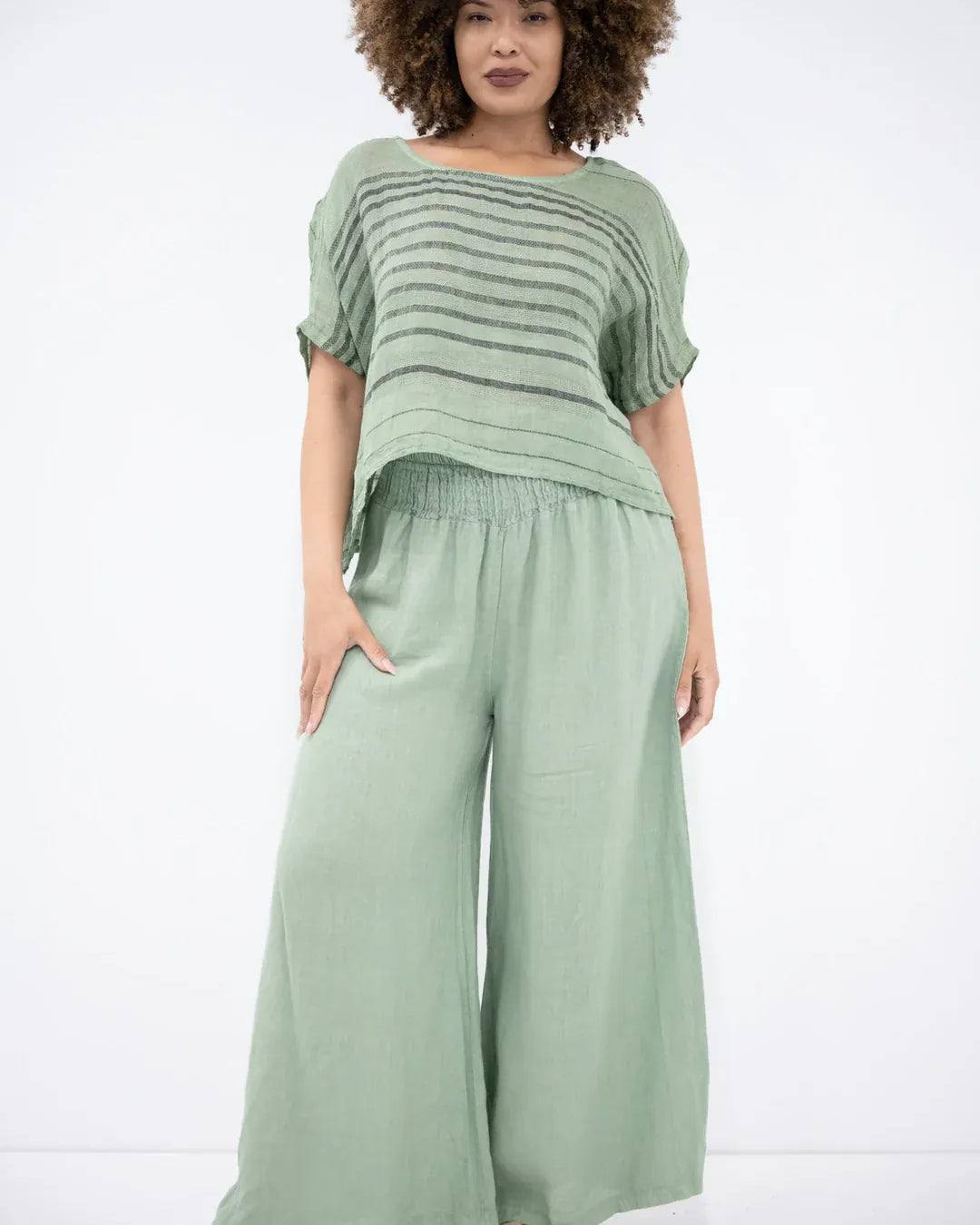Donna Donna Donna Donna Linen Collot Pant - Greenbay Donna Donna Linen Collot Pant - Greenbay Splash Swimwear Pants O/S 5201GB